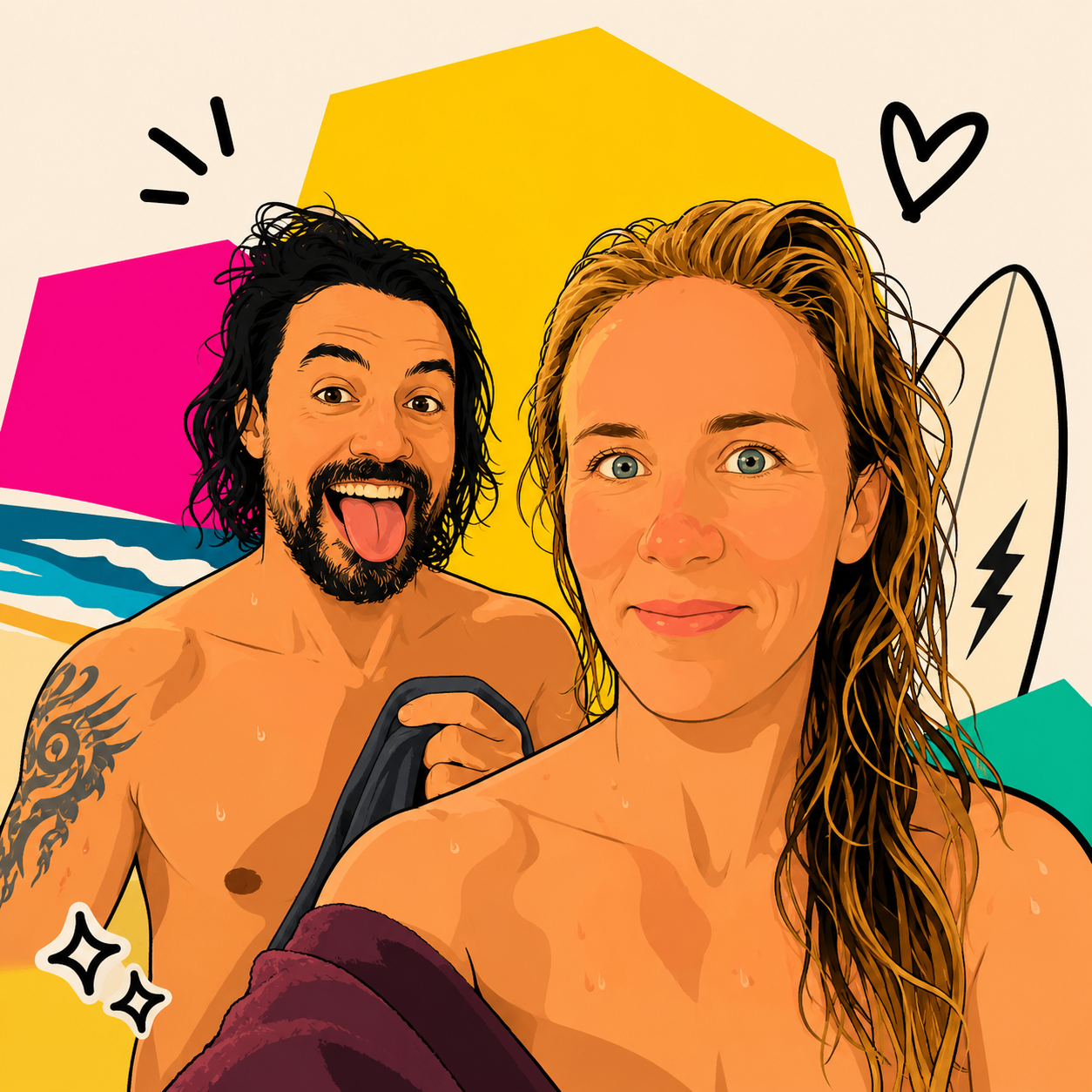 Jackie and Bruno on the beach