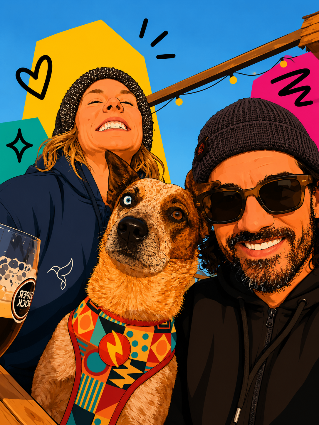 Jackie, Bruno and Jerry together outdoors